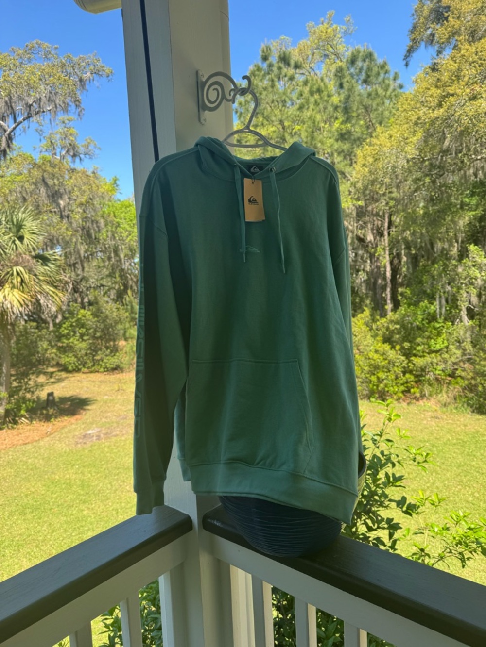 Men's Green Hooded Pullover Sweatshirt - Unbranded